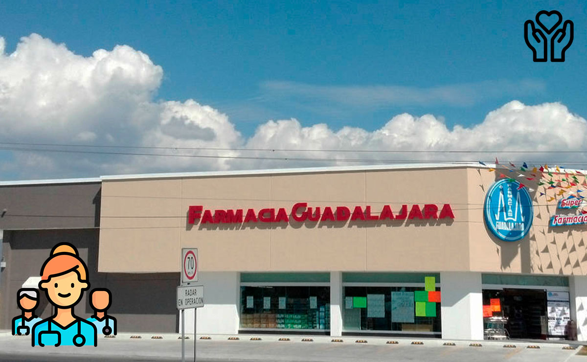 Fachada de afuera de la Farmacia Guadalajara en Toluca, bolsa de trabajo.