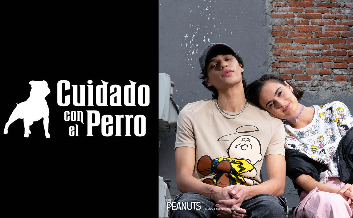 Logo de Cuidado con el Perro y personas modelos de ropa.