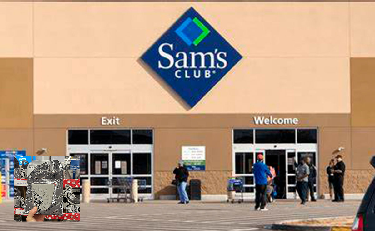 Fachada por fuera de Sam's Club en Toluca, personas entrando a la tienda.